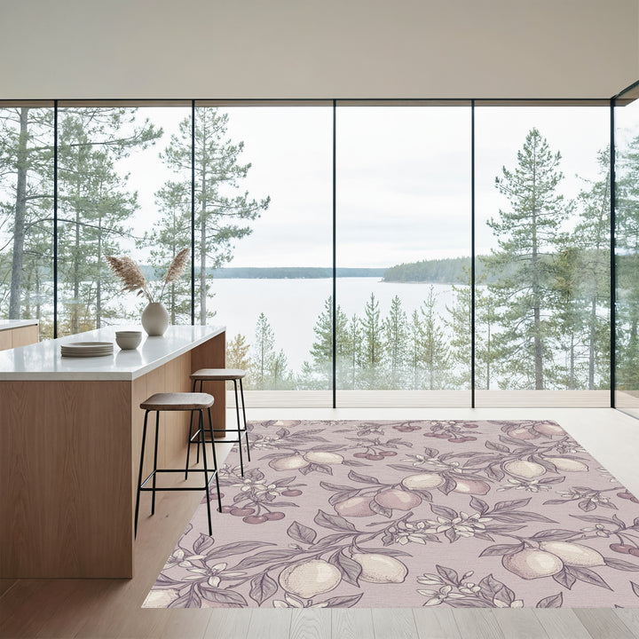 Vintage Soft Cherry Lemon Blossom Rug
