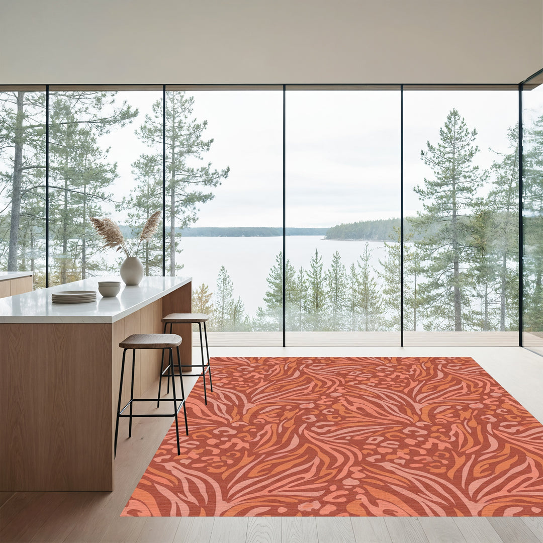 Terra Cotta Animal Print Collage Rug