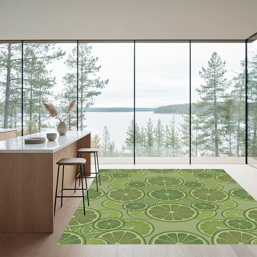 Green Citrus Fruit Slices Mandala Rug