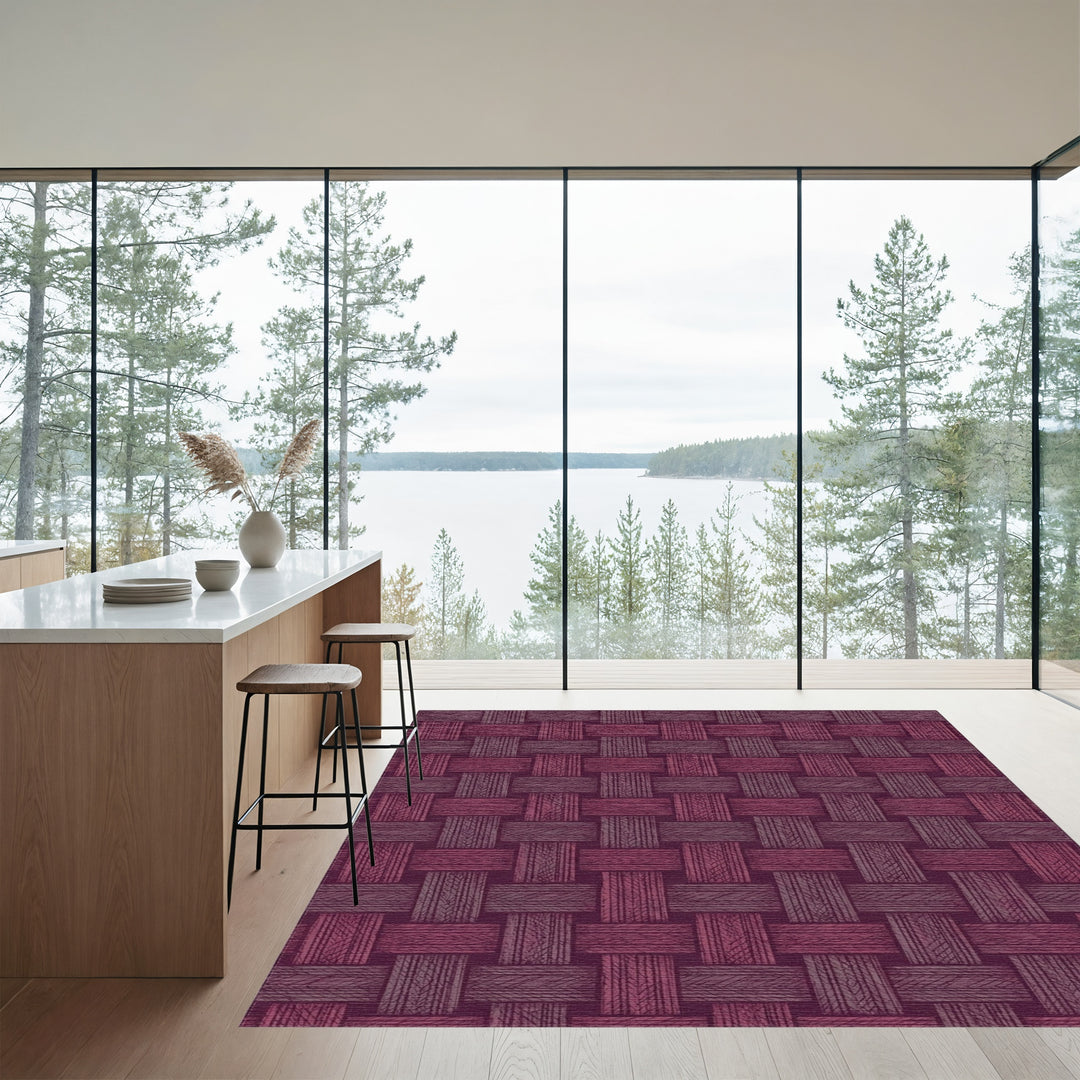 Plum Woven Lattice Textured Rug