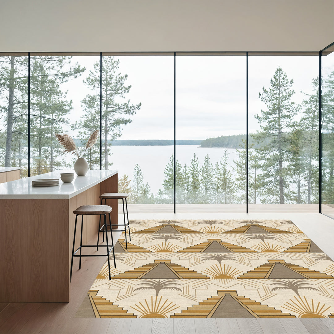 Terracotta Pyramid Sun Palm Landscape Rug
