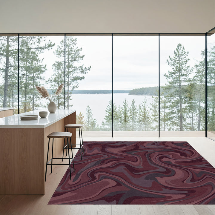 Deep Plum Swirl Marble Rug