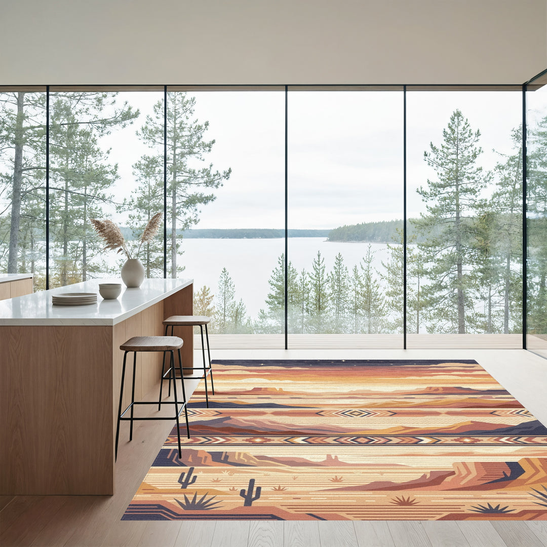 Desert Sky Geometric Horizon Layers Rug