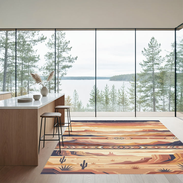 Desert Sky Geometric Horizon Layers Rug