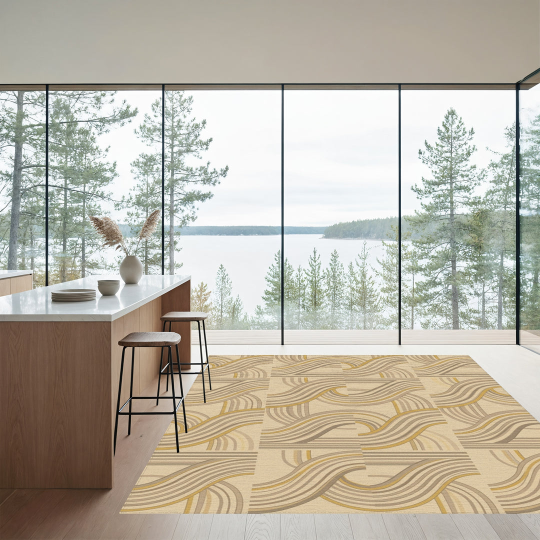 Neutral Swirls Geometric Contemporary Rug