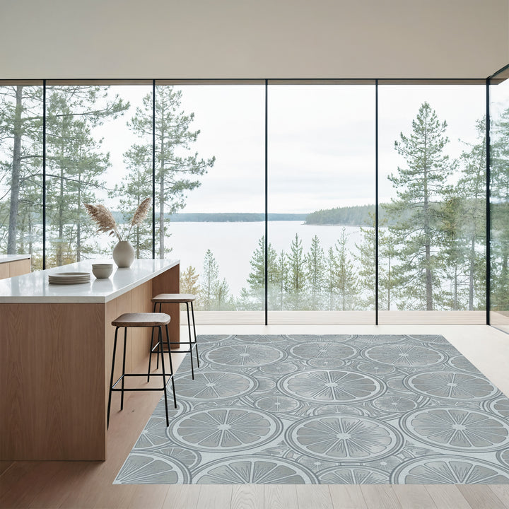 Silver Citrus Slice Mandala Repeat Rug