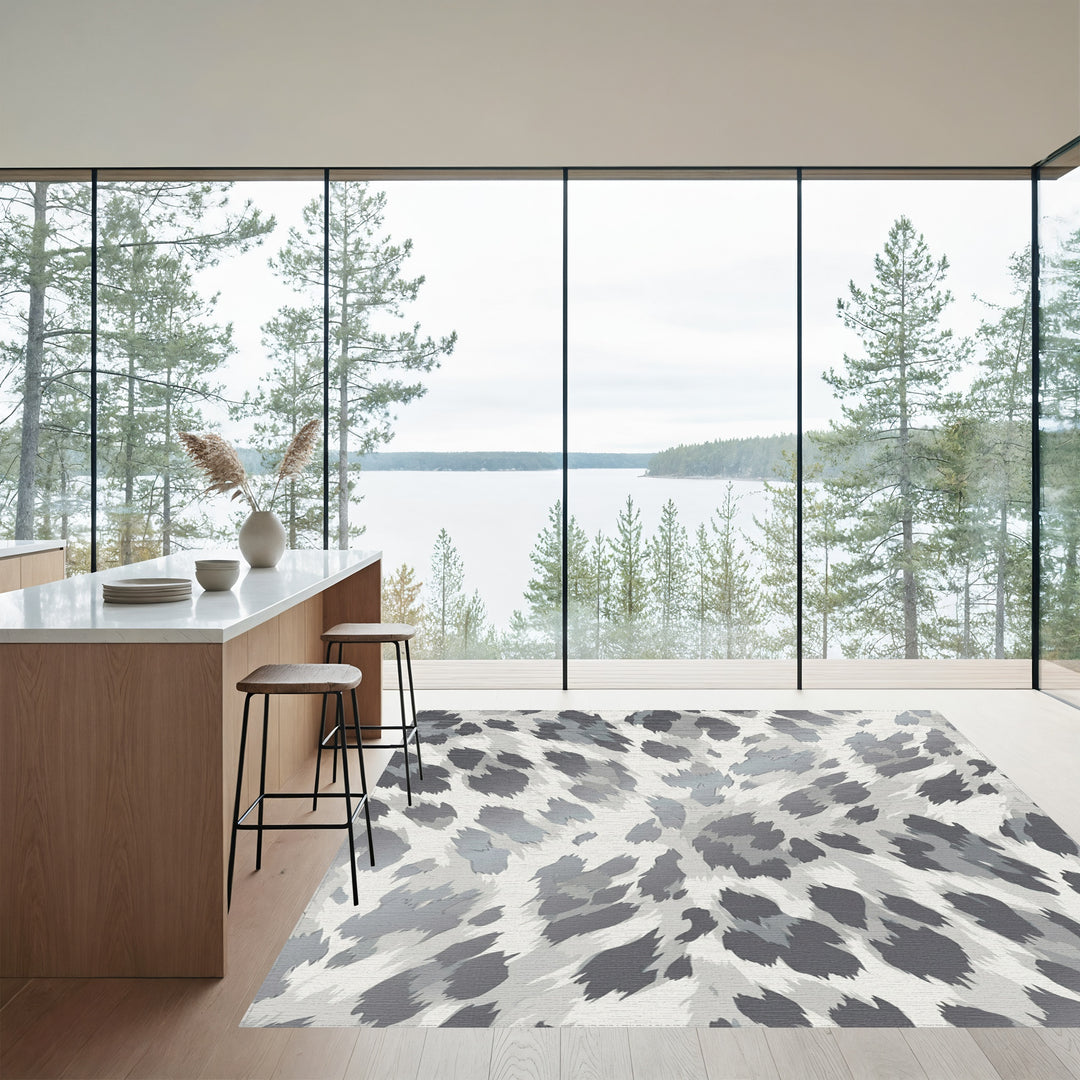 Abstract Spotted Gray White Rug