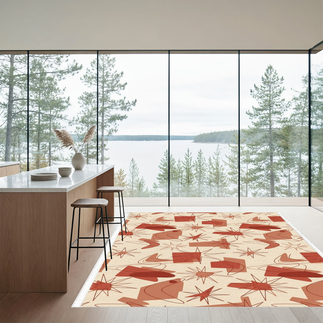 Retro Starburst Boomerang Shapes Rug
