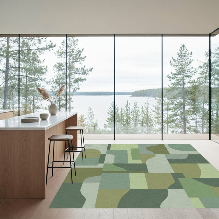 Muted Sage Organic Geometric Arrangement Rug