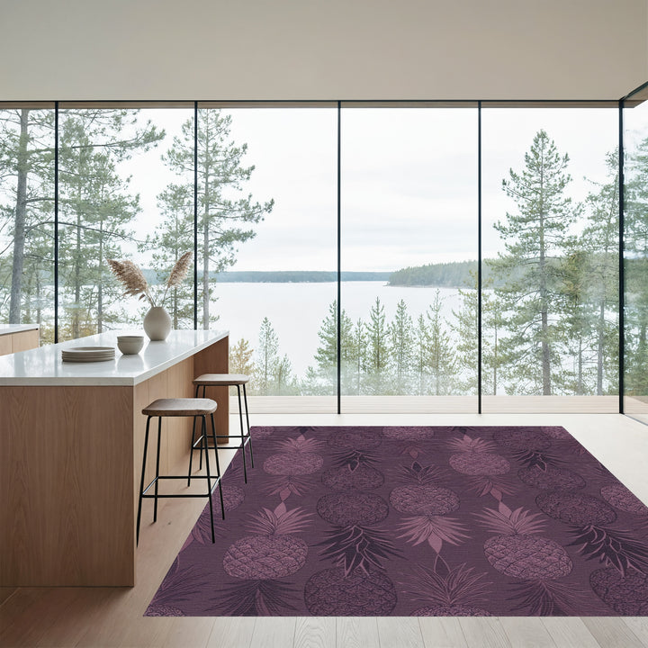 Purple Pineapple Botanical Illustration Rug