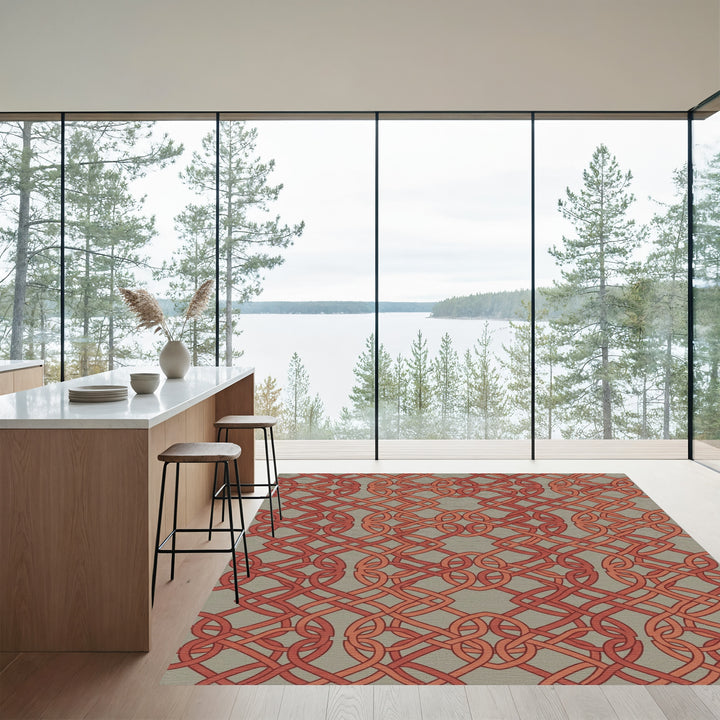 Warm Orange Intricate Interlace Rug