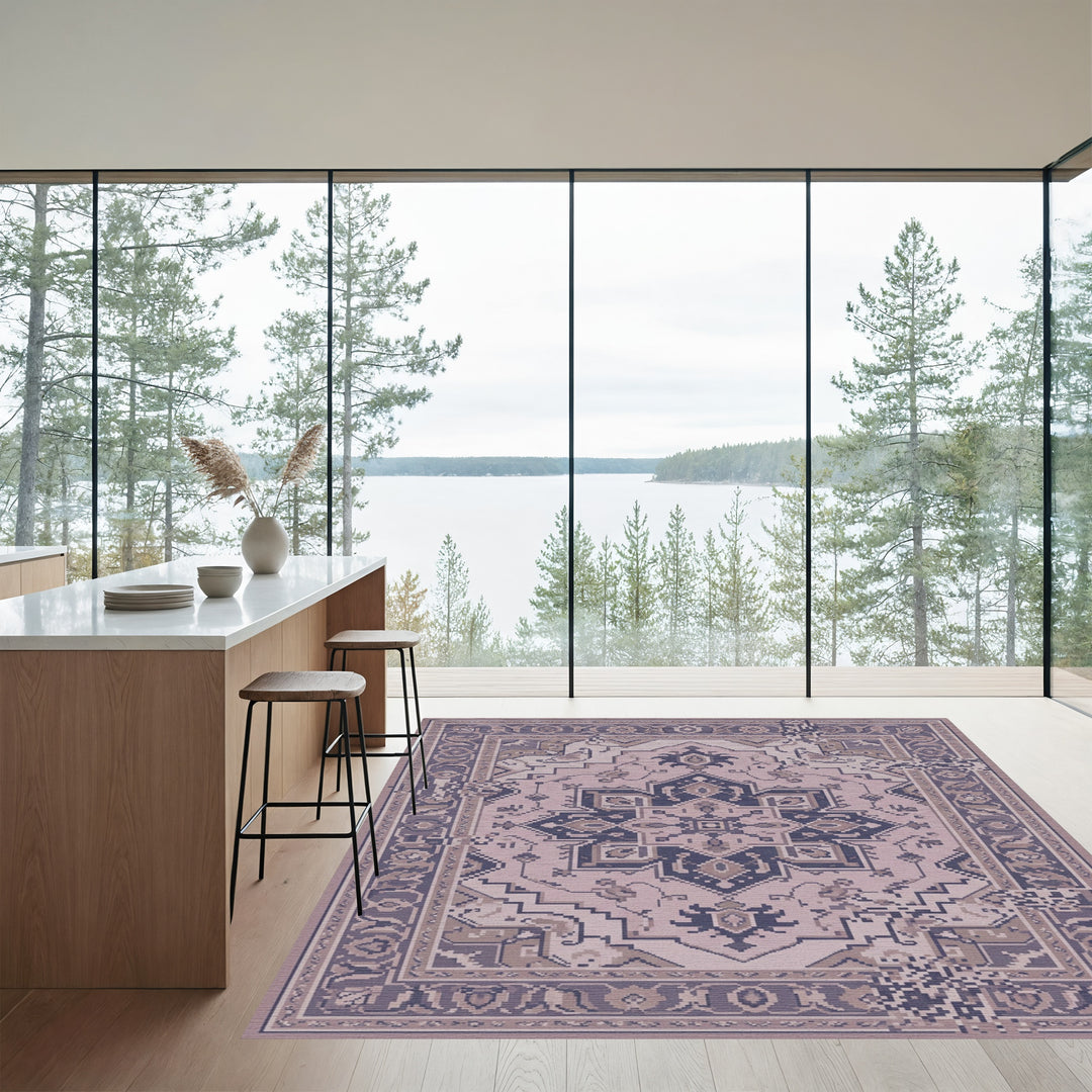 Dusty Rose Medallion Floral Intricate Rug