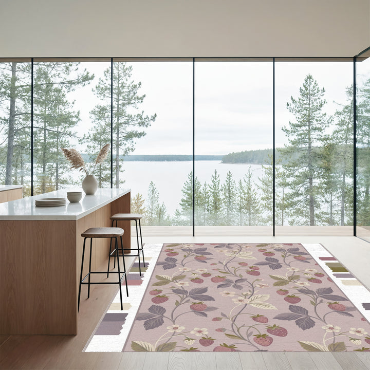 Dusty Rose Strawberry Vine Flourish Rug