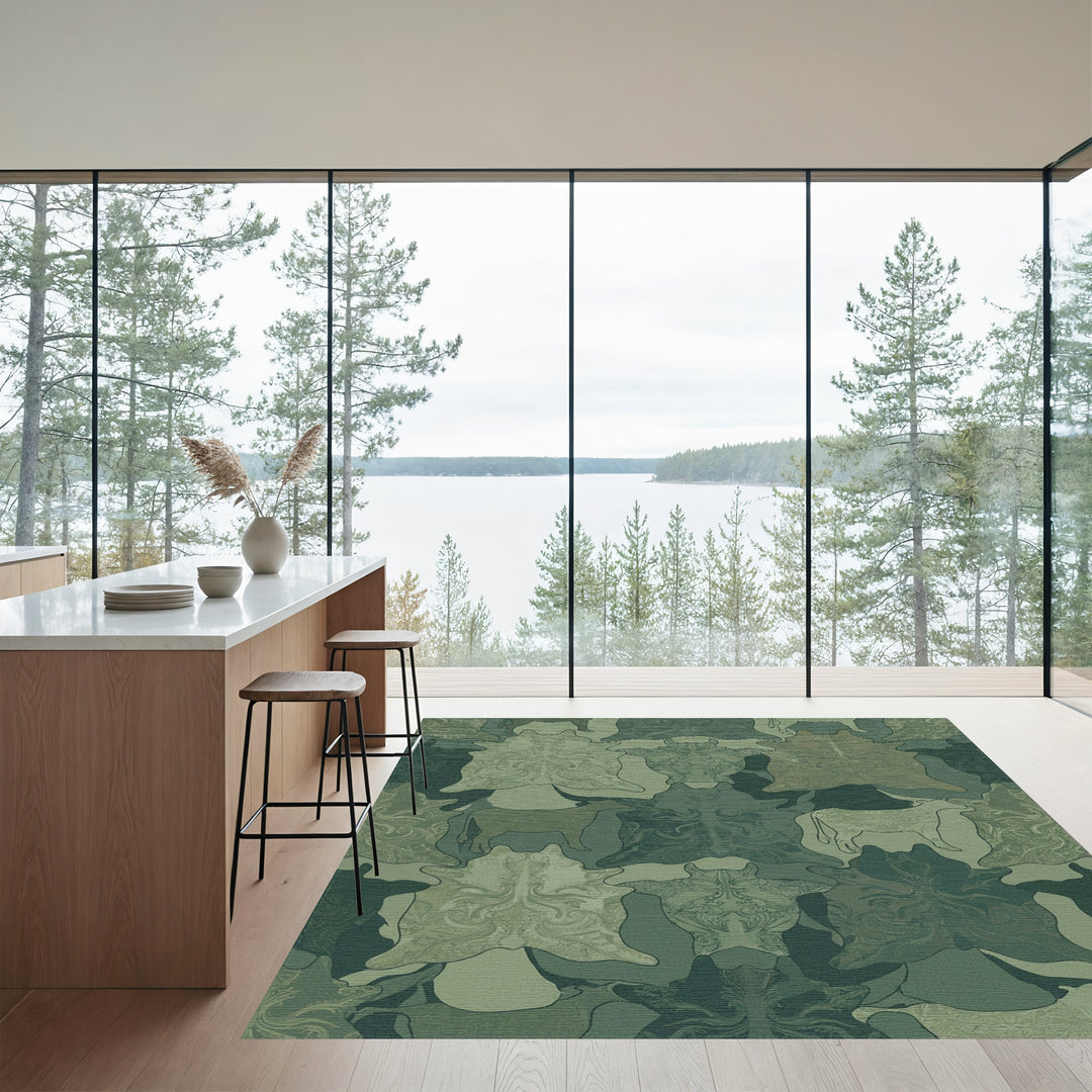 Emerald Green Woodland Hide Collage Rug