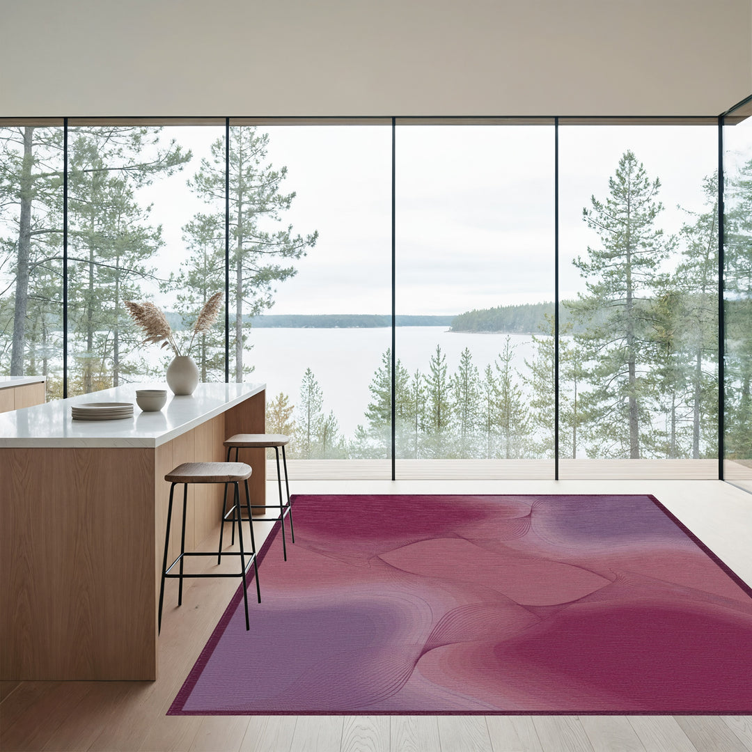 Crimson Plum Gradient Swirl Rug
