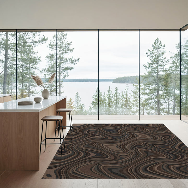 Earthy Blend Swirling Wood Grain Rug