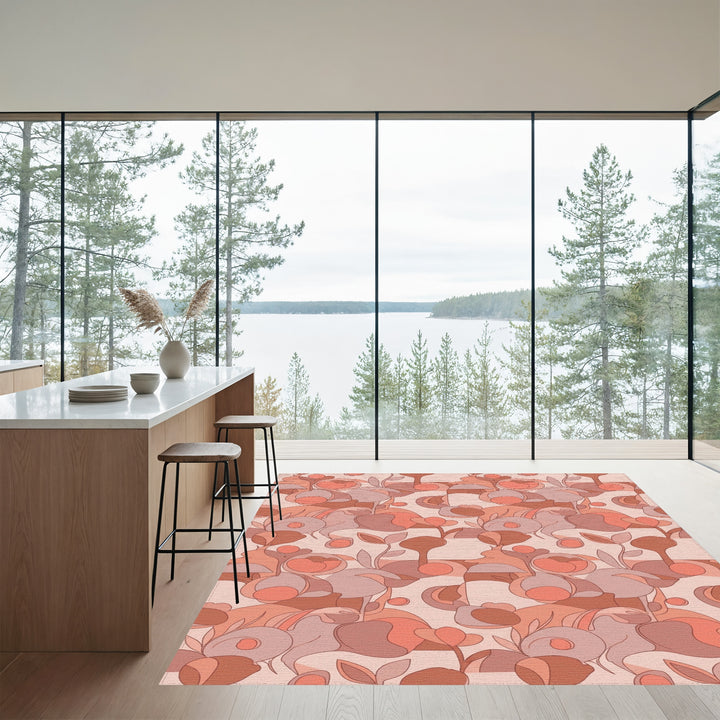 Retro Abstract Floral Garden Rug