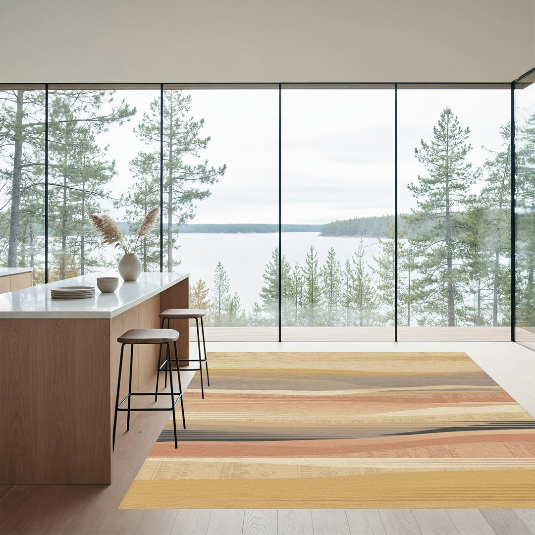 Earthy Desert Landscape Woven Stripes Rug