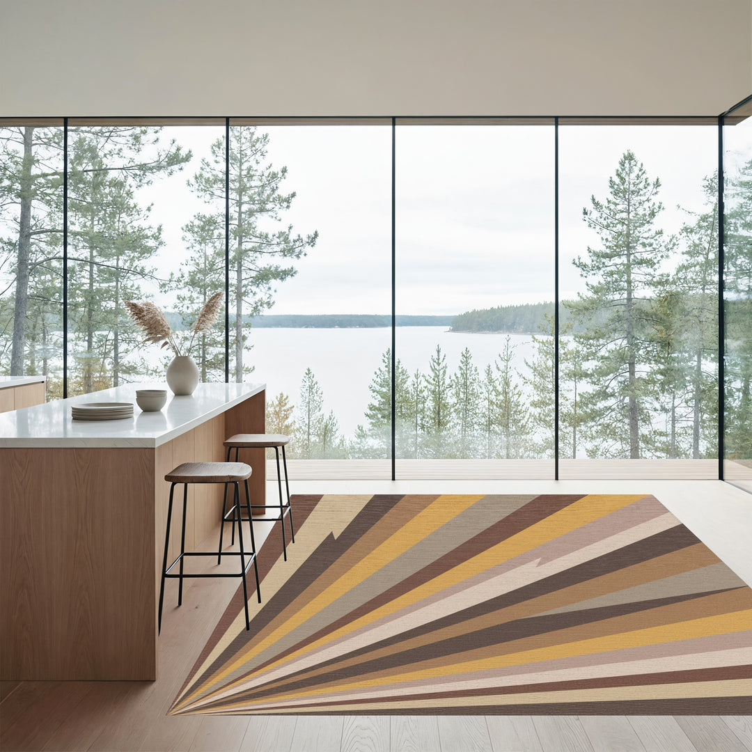 Earthy Burst Abstract Sunbeam Rug