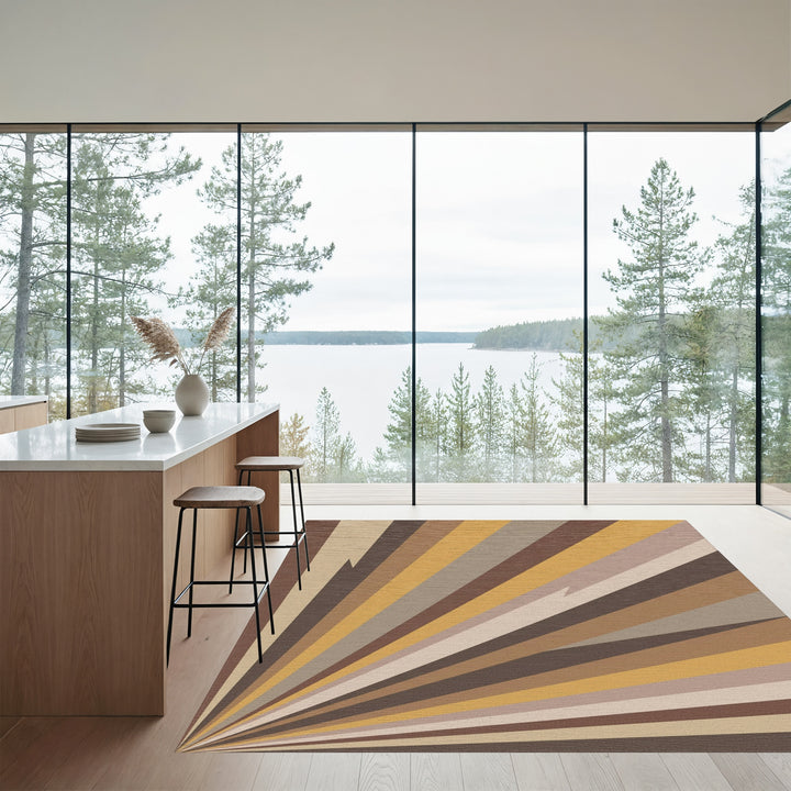 Earthy Burst Abstract Sunbeam Rug