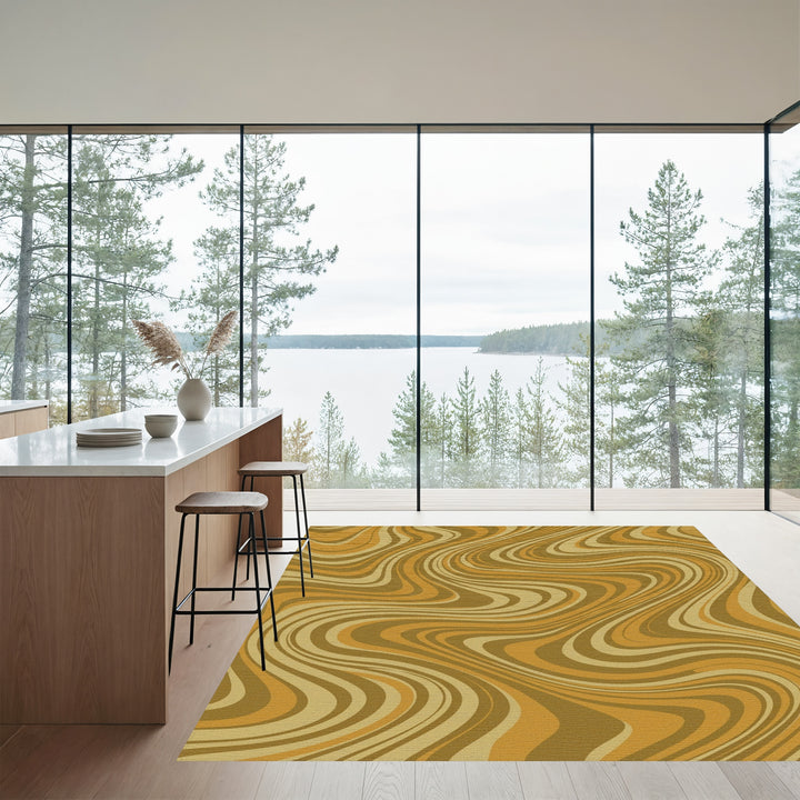 Warm Earthy Wavy Swirl Rug