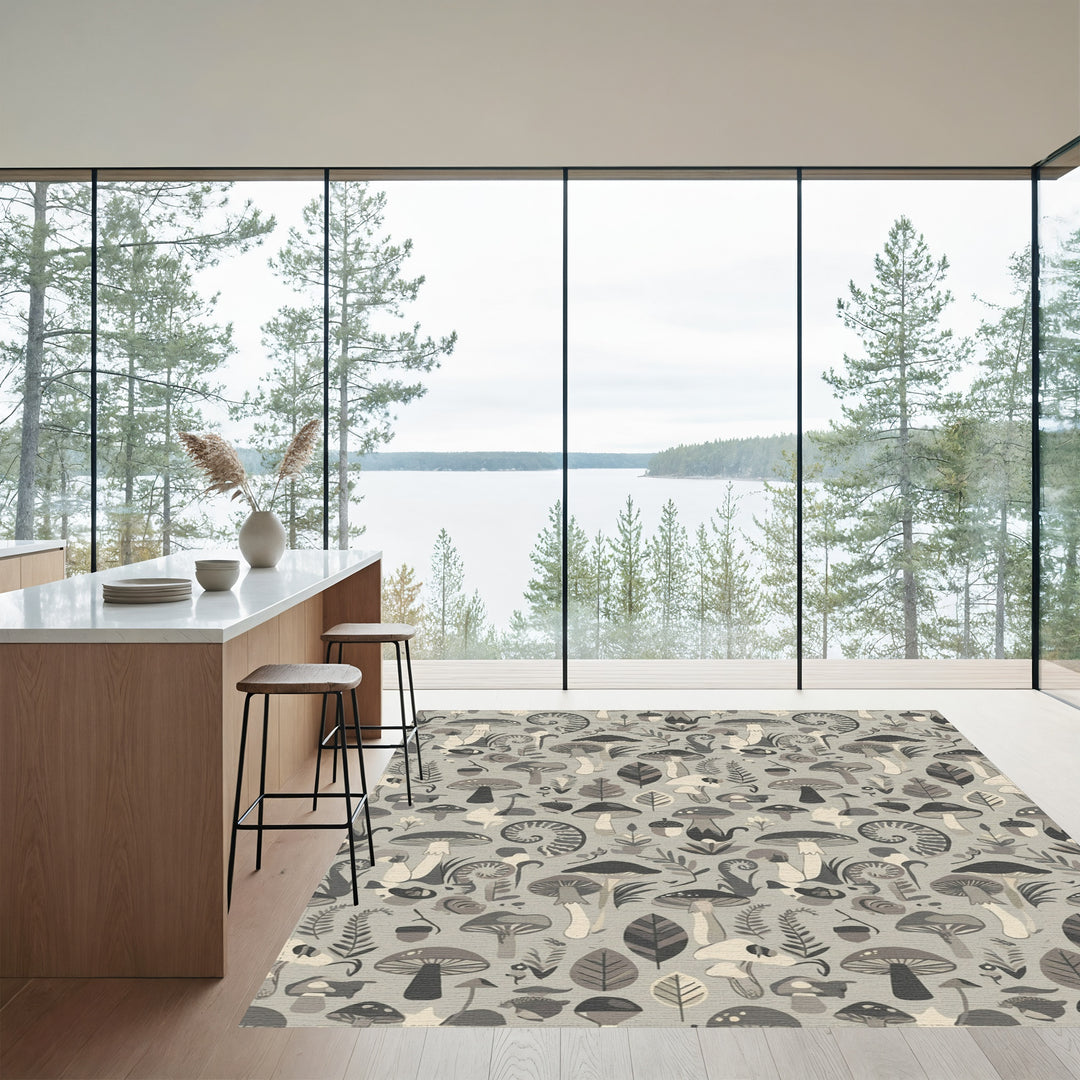 Mushroom Forest Fern Acorn Medley Rug