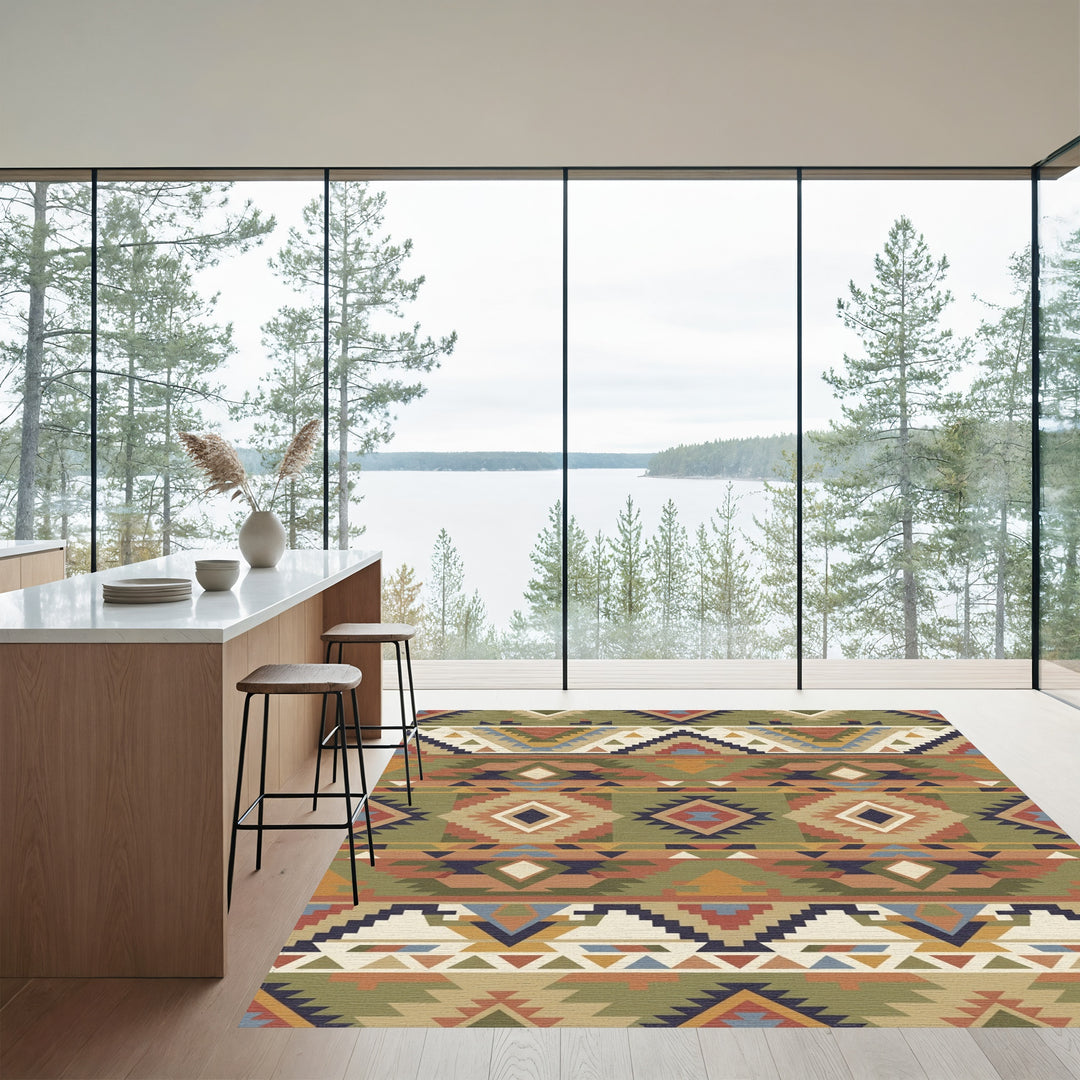 Earthy Earthy Ethnic Diamond Geometric Rug