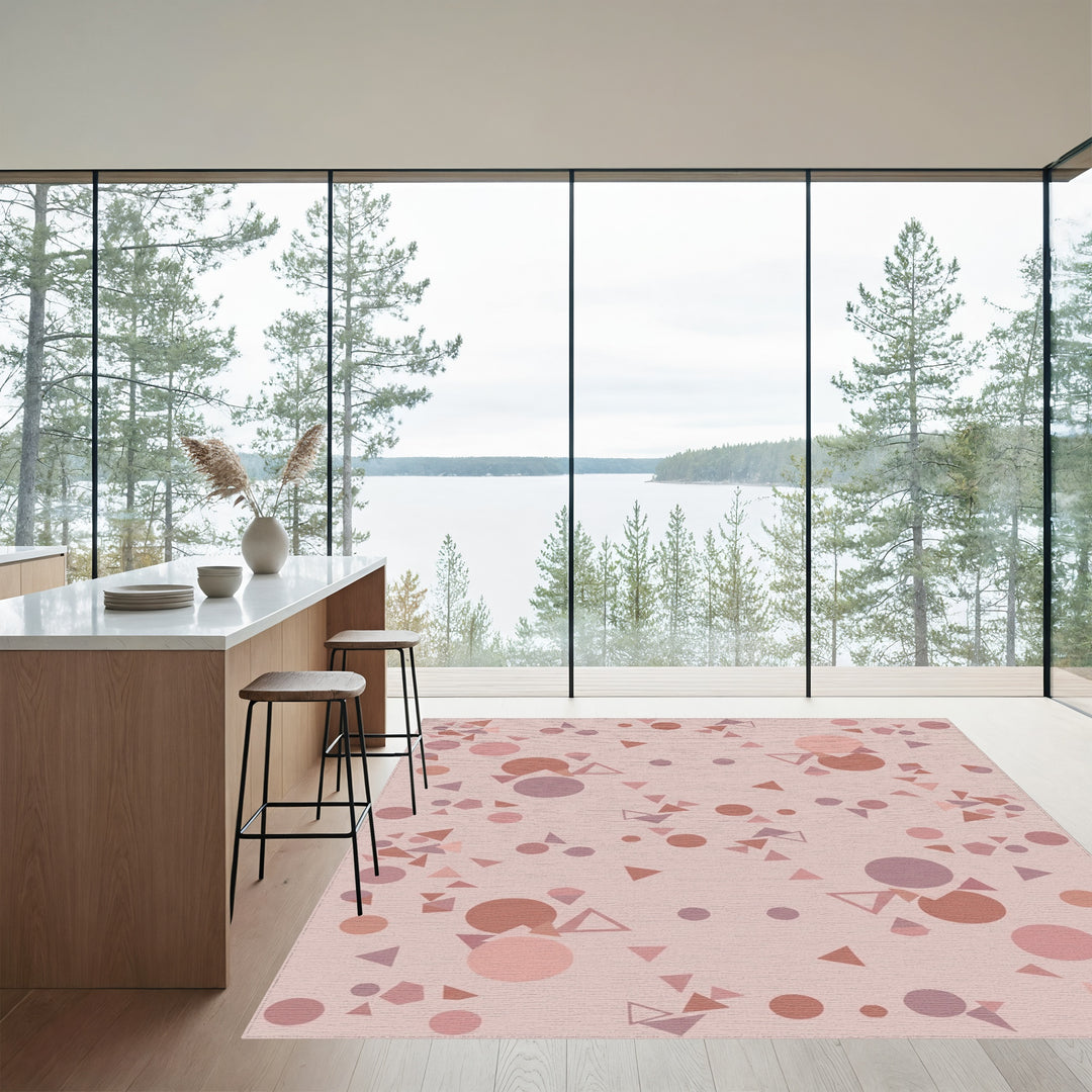 Soft Rose Geometric Sprinkle Trio Rug
