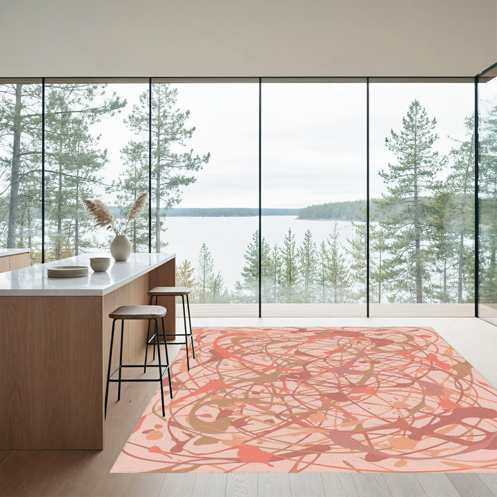 Terracotta Splash Abstract Swirl Rug