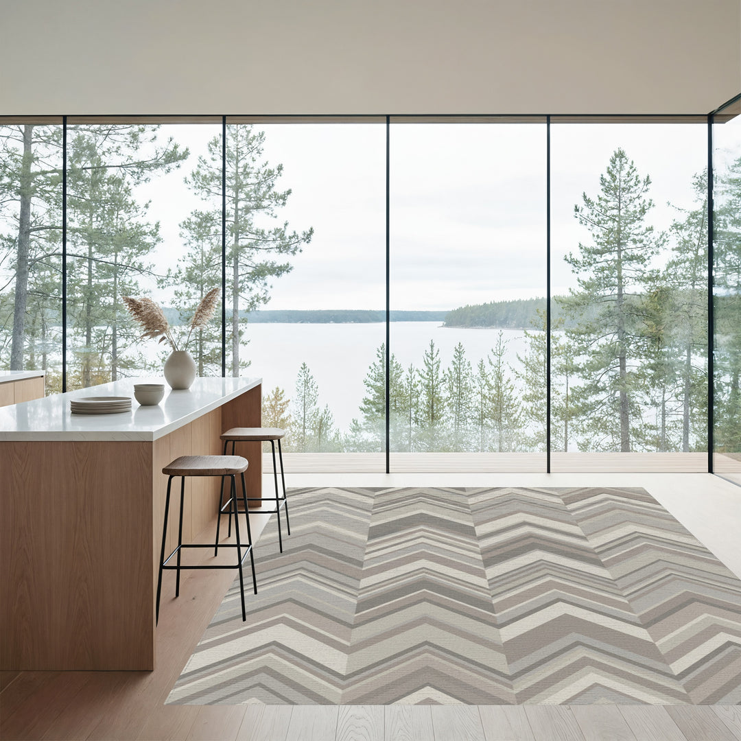 Neutral Tone Chevron Stripe Rug