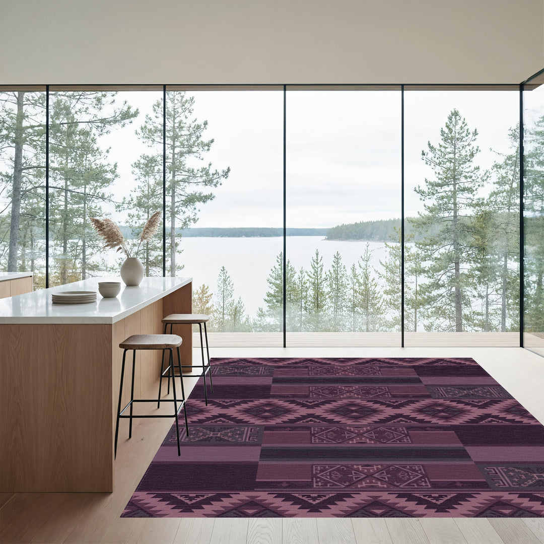 Plum Geometric Navajo Rug