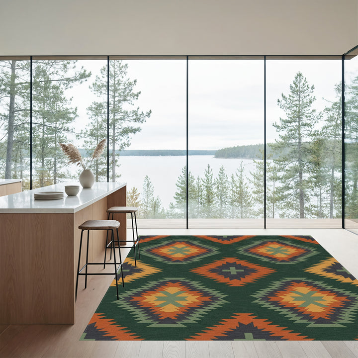Earthy Terracotta Diamond Kilim Rug