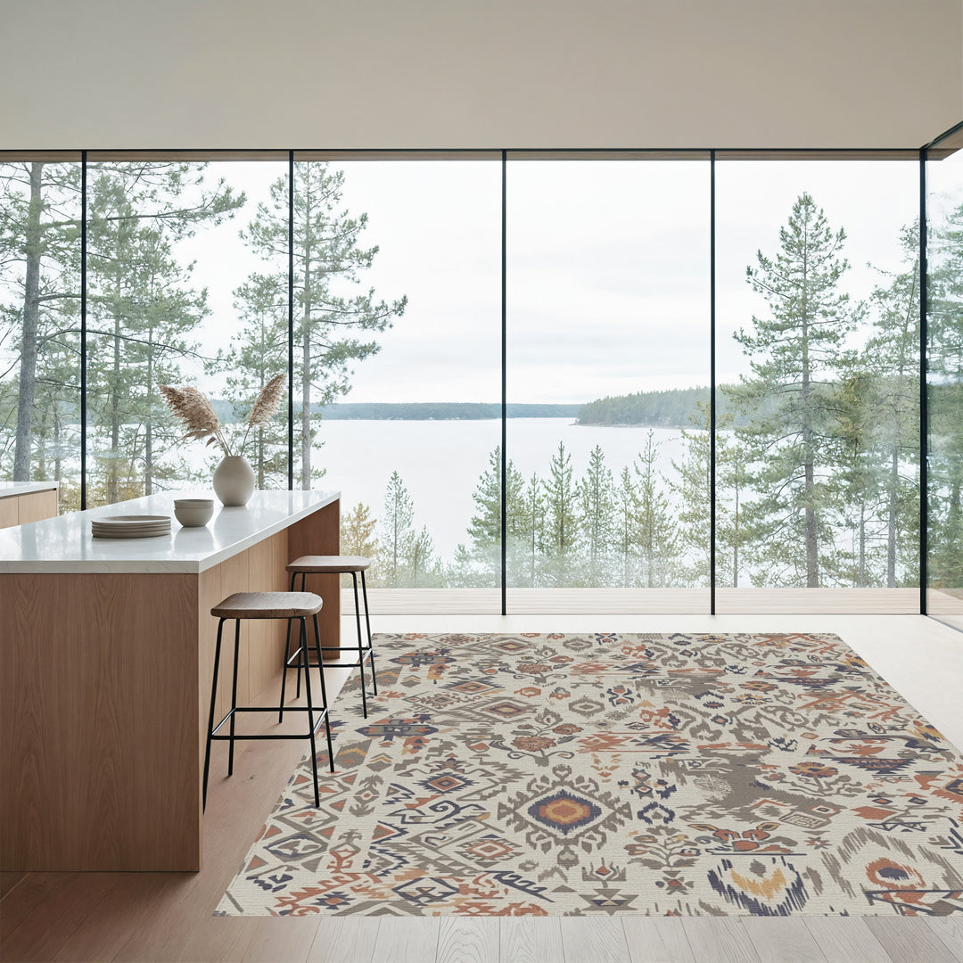 Patchwork Earthy Tone Floral Medallion Rug