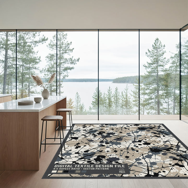 Earthy Neutral Splatter Abstract Rug