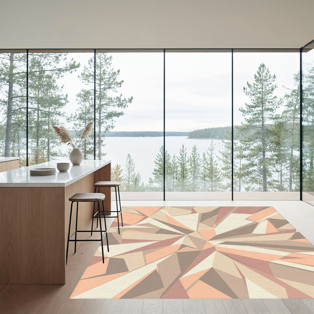 Geometric Faceted Stone Abstract Rug