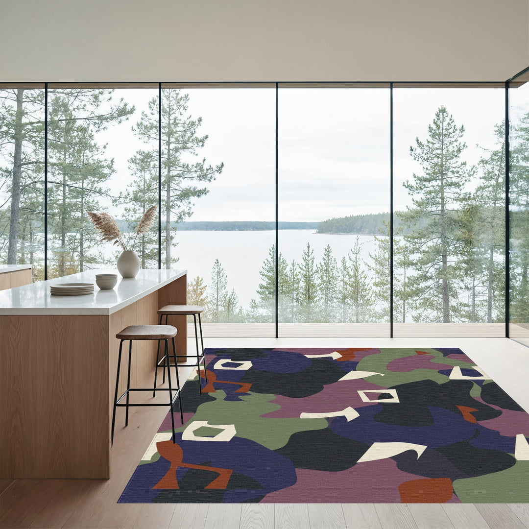 Abstract Earthy Tones Organic Shapes Rug