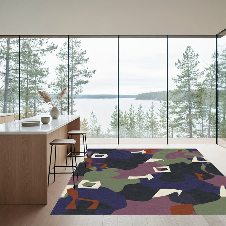 Abstract Earthy Tones Organic Shapes Rug