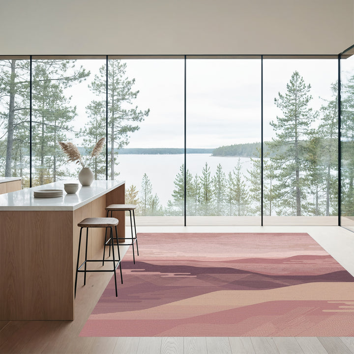 Mauve Landscape Abstract Lines Rug