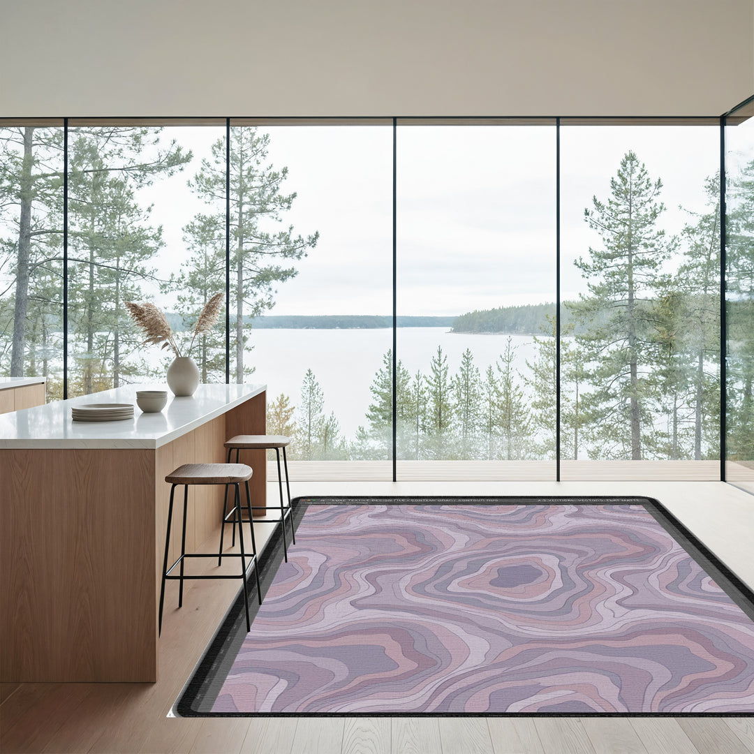 Soft Lavender Contour Topographical Rug