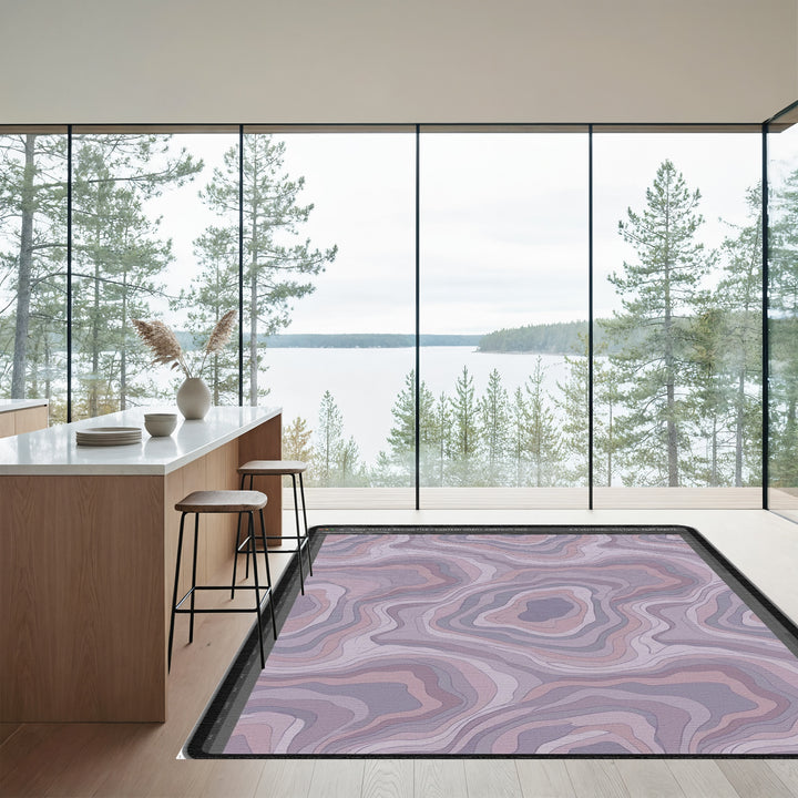 Soft Lavender Contour Topographical Rug