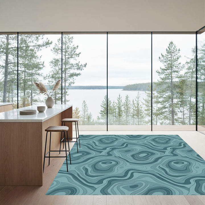 Contour Line Ocean Waves Rug