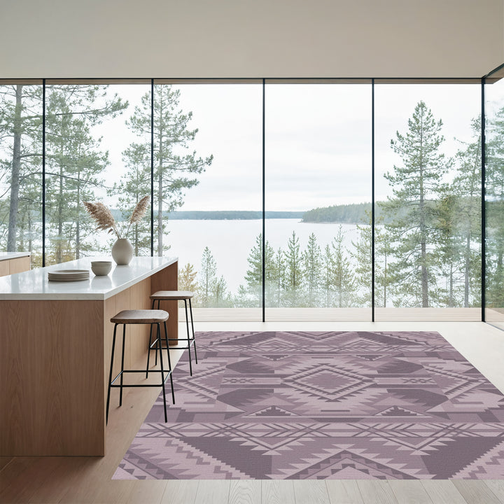Mauve Geometric Diamond Step Rug