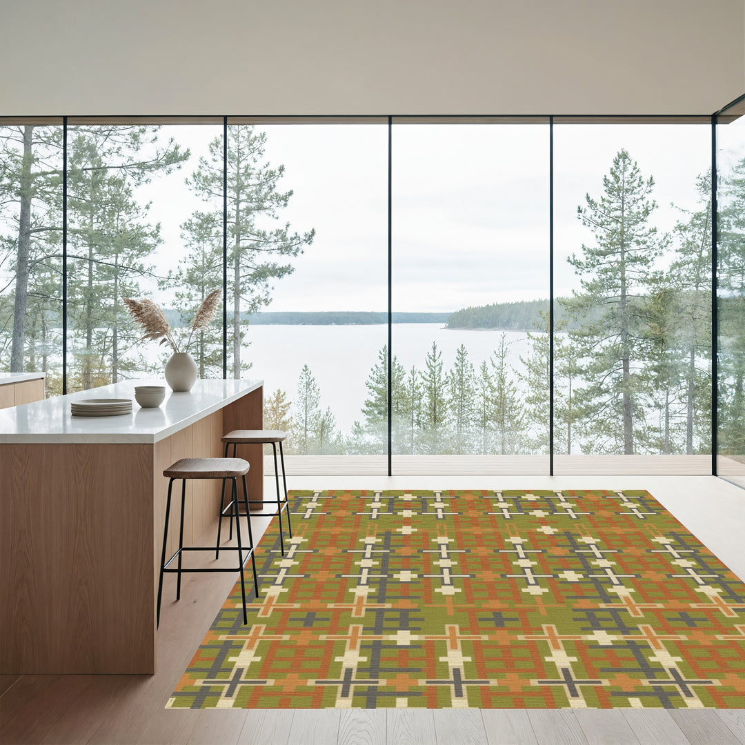 Earthy Geometric Cross Medallion Rug