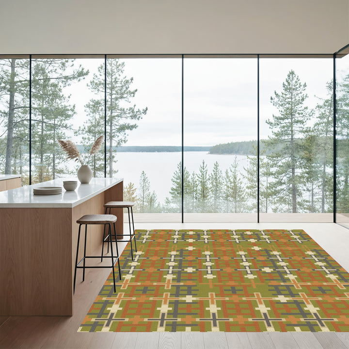 Earthy Geometric Cross Medallion Rug