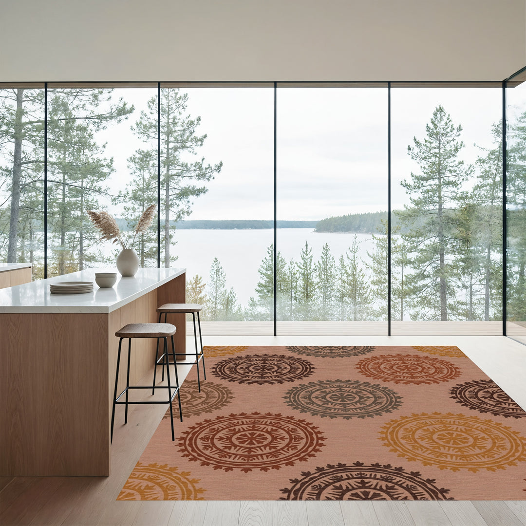 Rustic Earthy Tone Mandala Rug