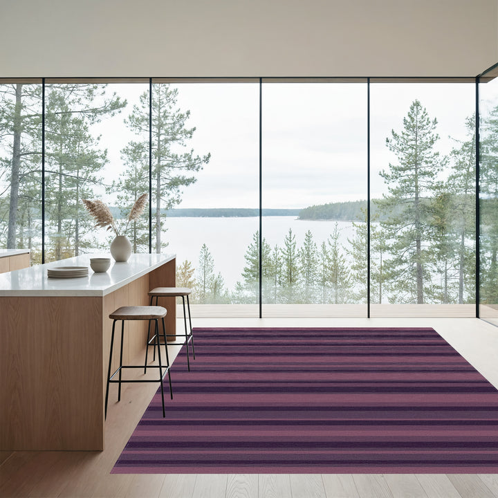 Plum And Lilac Horizontal Stripe Rug