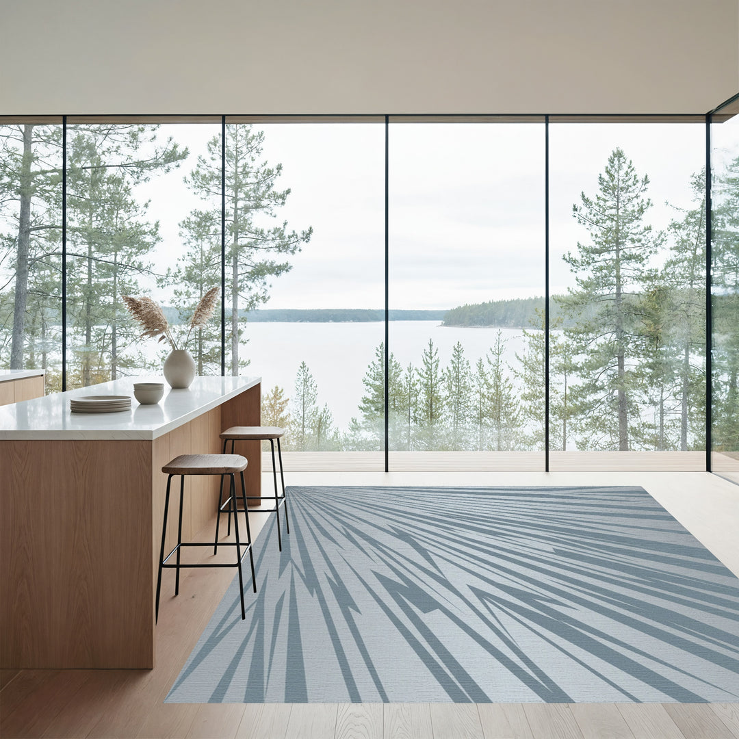 Light Blue Jagged Rays Rug
