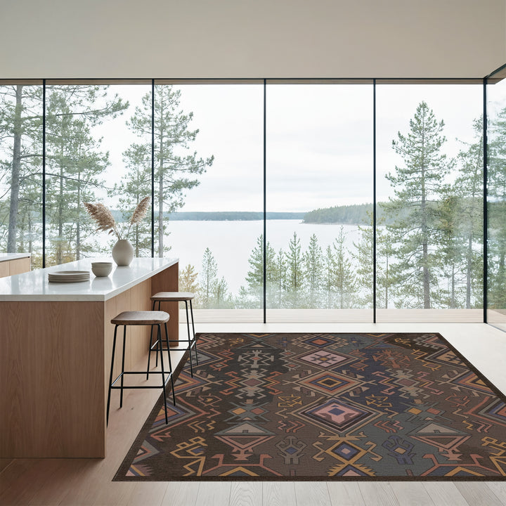 Earthy Geometric Tribal Diamond Rug