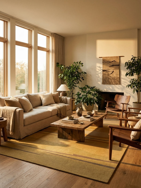 Earthy Tone Abstract Layered Plains Rug