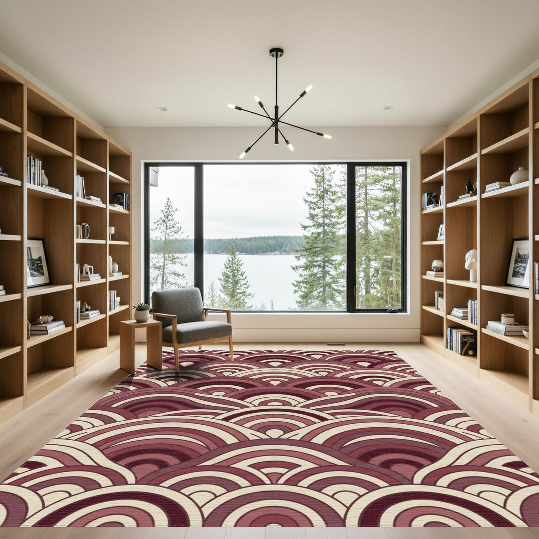 Crimson Wave Scale Arrangement Rug